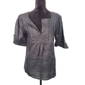 Alexandra Bartlett Linen Peasant Blouse M